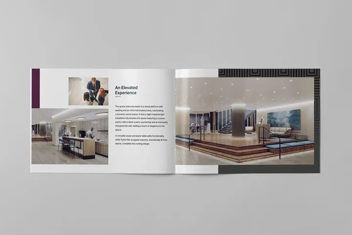 Spread from 901 New York Avenue marketing materials with floor plans