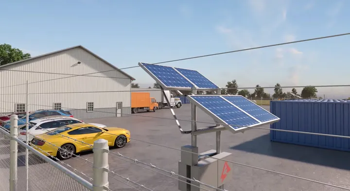 Amarok perimeter security animation frame showing facility protection
