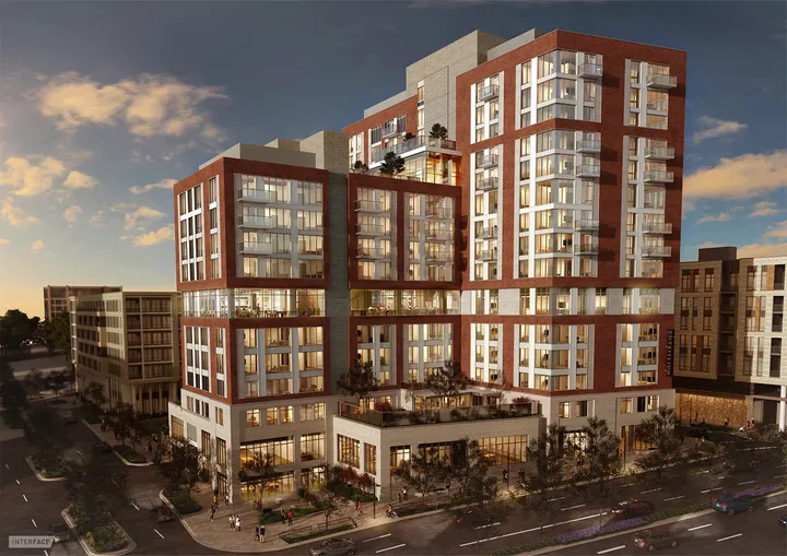 Aerial view of The Trillium senior living facility in Tysons, VA