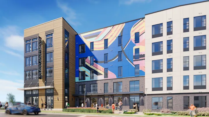 Corner perspective of The Devon Apartments in Hyattsville