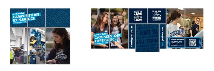 GW Campus Store 21st Street exterior window branding