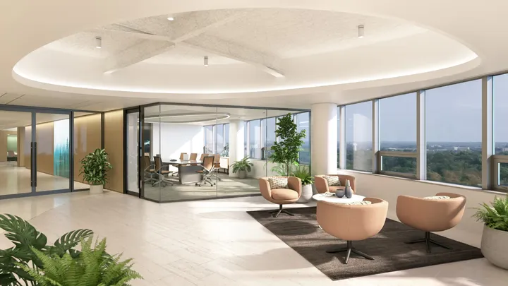 1000 Wilson Boulevard private meeting room with morning sun from east
