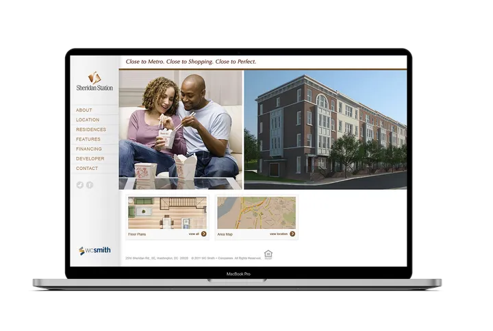 Sheridan Station website displayed on MacBook mockup