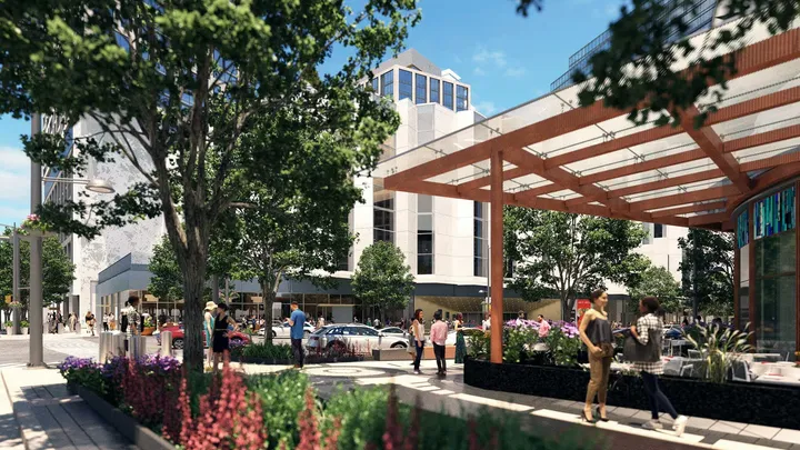 Capital One Center retail corridor with pedestrian walkway and storefronts