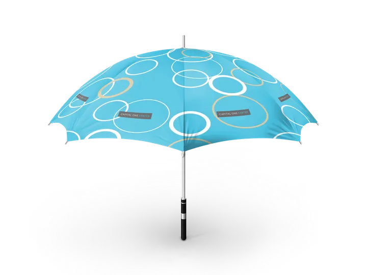 Capital One Center branded blue umbrella merchandise example