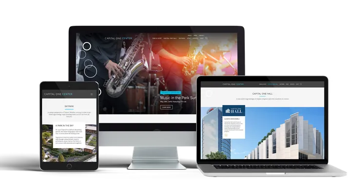 Capital One Center website homepage design displayed in browser mockup