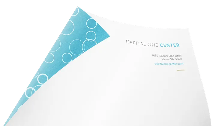 Capital One Center corporate letterhead design with logo and branding elements