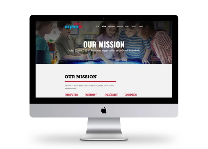 Explore! Children's Museum website activities page with educational content