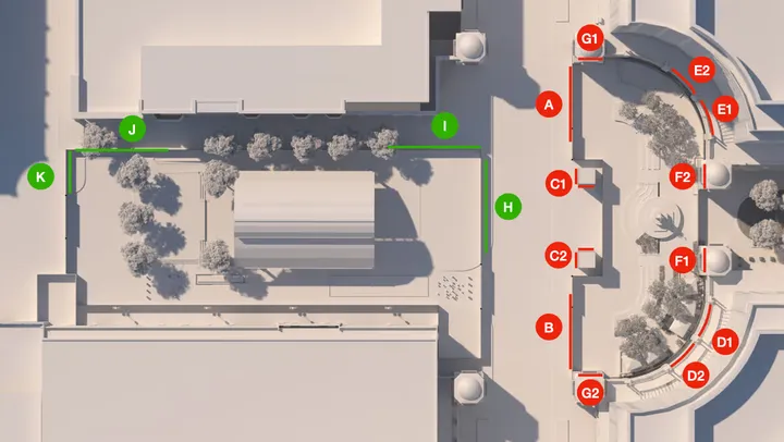 Visualization of Reston Town Center banner design and placement on construction site