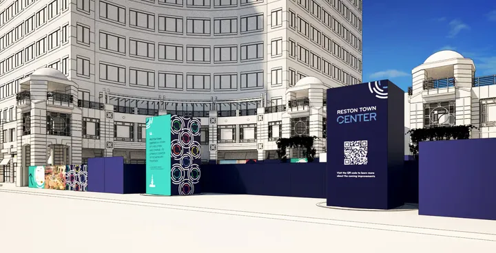 Second visualization showing different angle of Reston Town Center banner placement