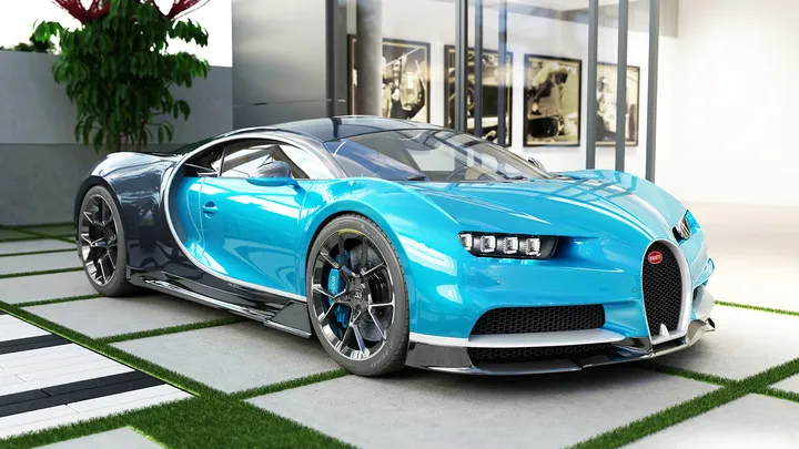 Bugatti Chiron supercar in Garage 254 luxury condominium space