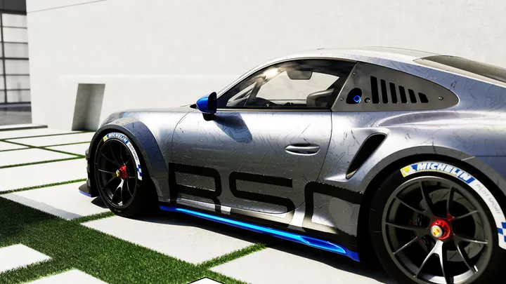 Porsche 911 in customized Garage 254 display environment