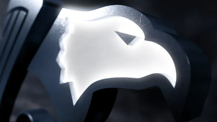 Close-up of Coast Guard emblem in animated logo sequence