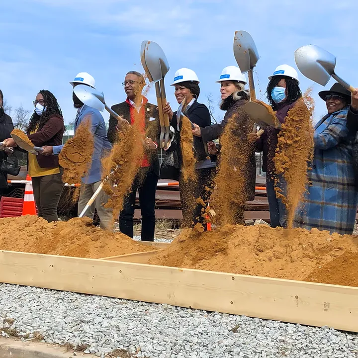 Ceremonial shovel turning at Art Place groundbreaking event