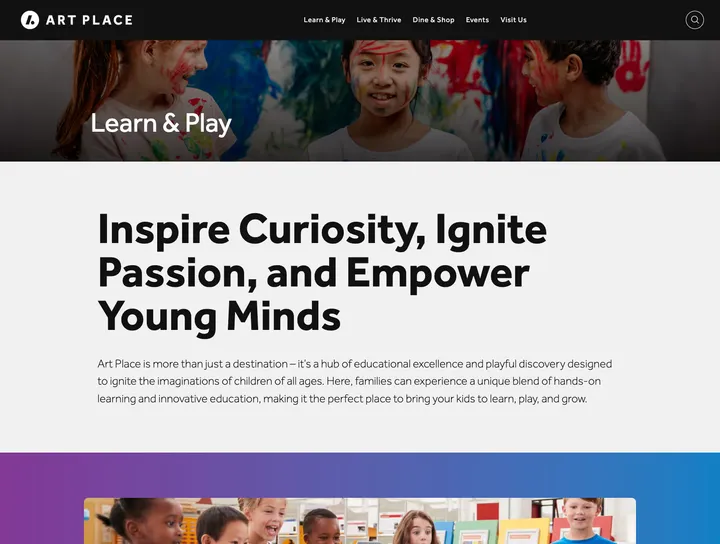 Art Place website interface showing community features and navigation