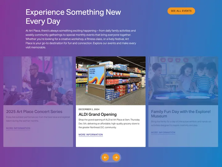 Art Place website residential section showcasing apartment offerings