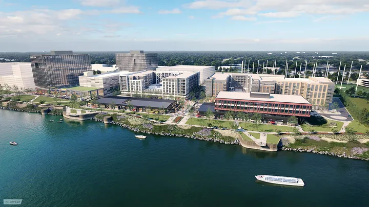 Plaza area within River North Nashville showing public space and gathering areas