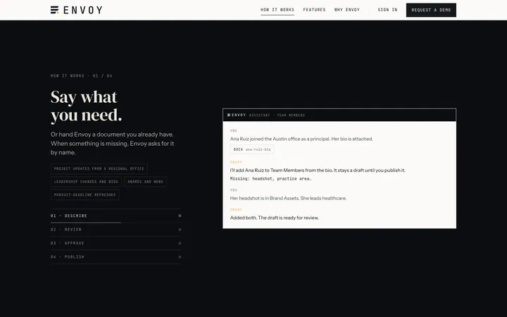 How it works slider, step two: "Review the page before it's published."