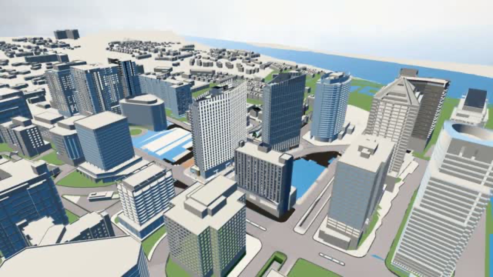Real-time rendering of the 1401 Wilson twin towers in the in-house browser engine